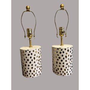 Set of 2 Kate Spade Confetti Gold Polkadot Table Lamps Ceramic White